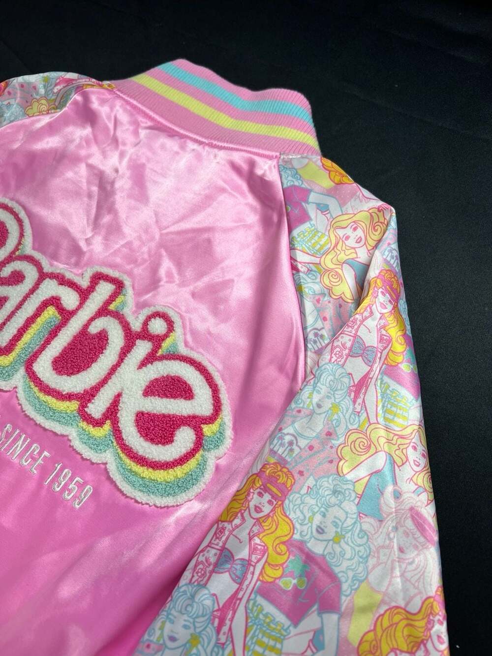 Loungefly Barbie 65th Anniversary Satin Varsity Bomber Jacket Size Medium - Picture 4 of 12
